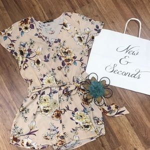 Floral Romper with Tie Waist